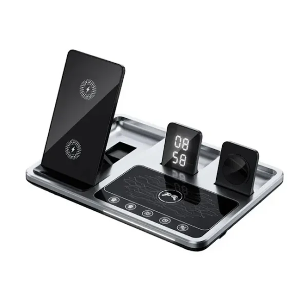 شارژر وایرلس 4 کاره Wireless Charger R11 داک شارژر بی سیم گیفت کالکشن مدل R11