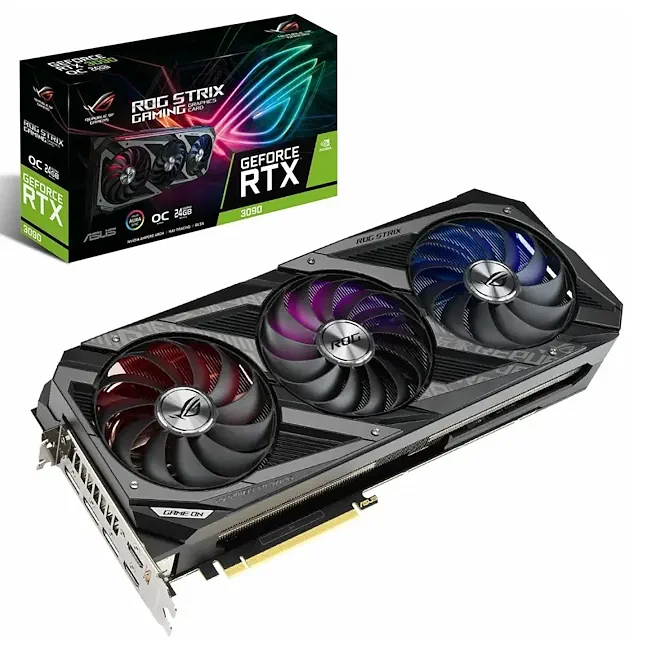 کارت گرافیک در حد نو ایسوس مدل ASUS ROG STRIX RTX 3090 OC 24GB اوپن باکس