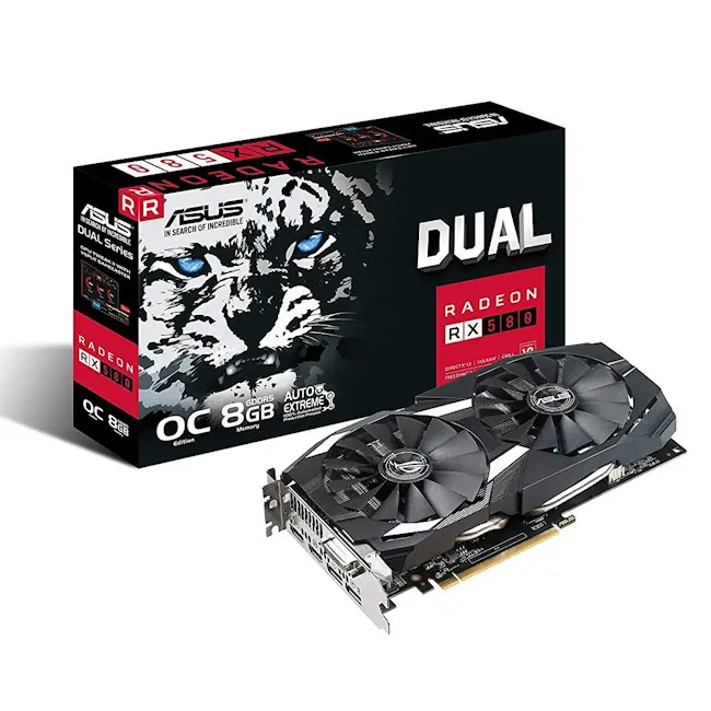 ASUS RX 580 _ 8GB کارت گرافیک استوک (با جعبه) ایسوس Asus Rx580 dual O8G - Image 1