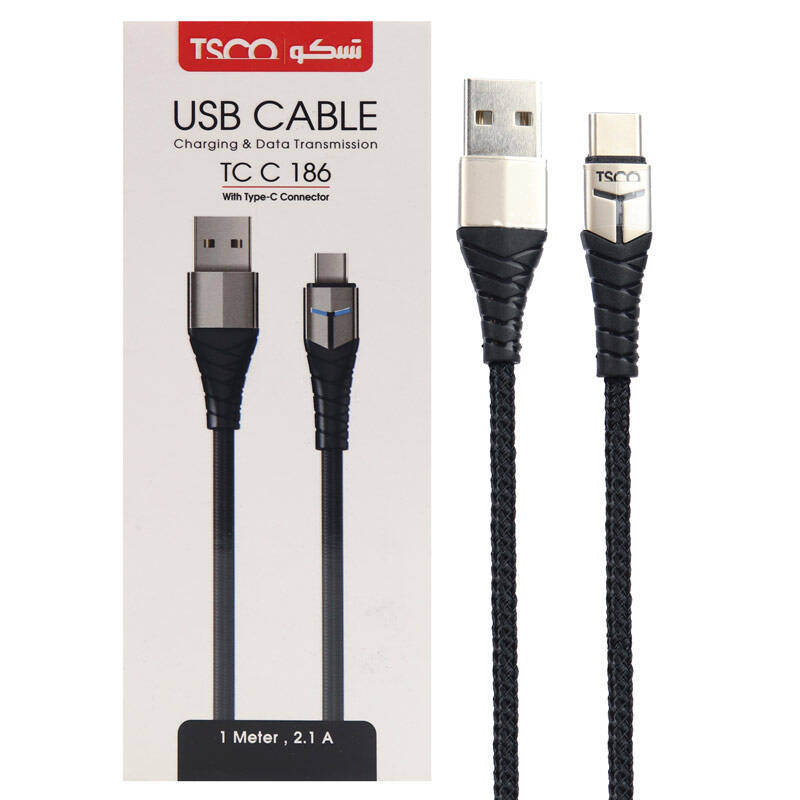 TSCO-TC-C186-2.1A-1m-USB-To-Type-C-Cable-4 کابل تبدیل USB به USB-C تسکو مدل TC C186 طول 1 متر - Image 1